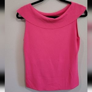 Bright Pink Sleeveless‎ top knit top with Audrey Neckline. Womens size Lg.